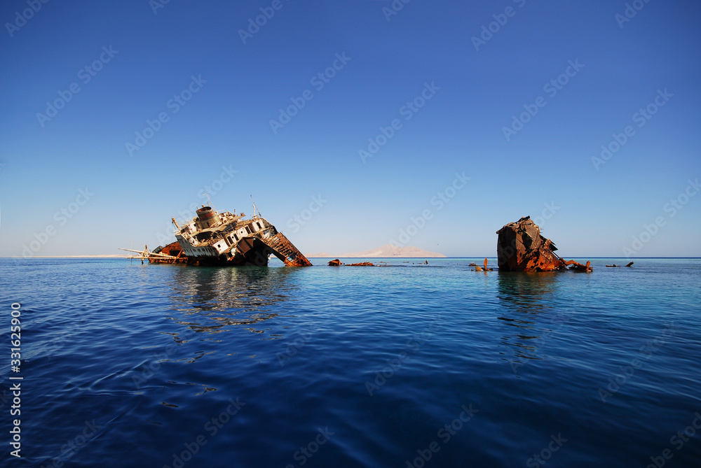 The remains of the Loullia on the northern edge of Gordon Reef in the Straits of Tiran near Sharm el Sheikh, Egypt.