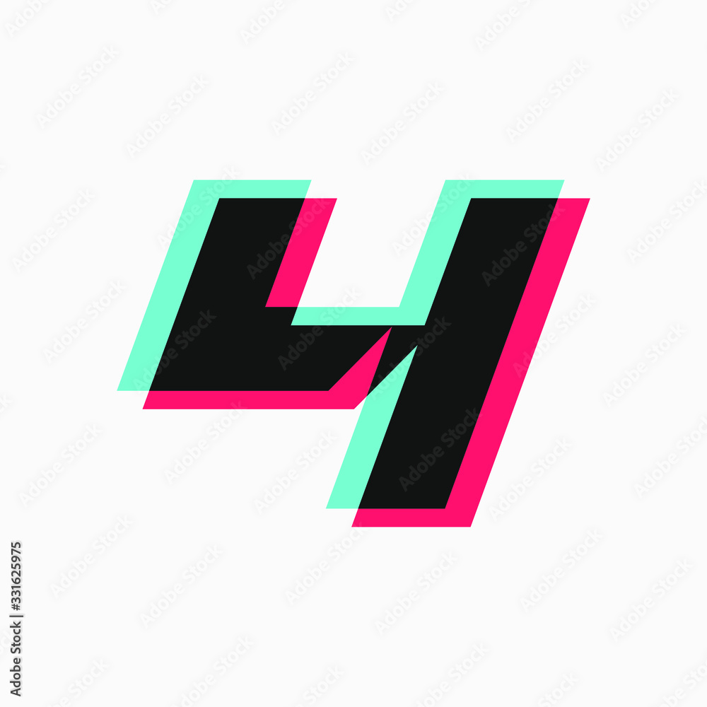 initial letter with 3d glitch effect like tiktok