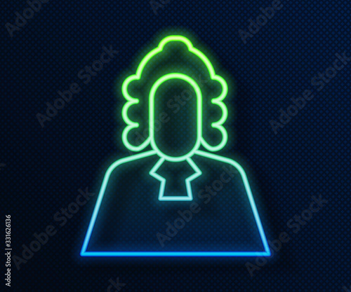 Glowing neon line Judge icon isolated on blue background. Vector Illustration