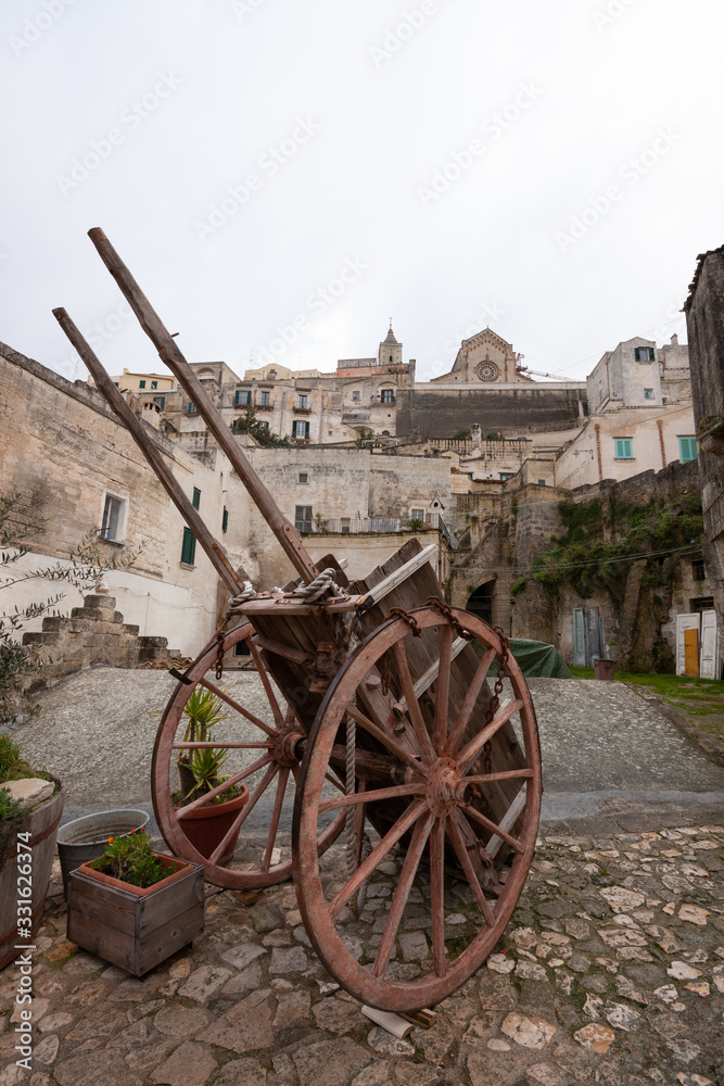 horse cart in the Sassi di Matera, Italy, Basilicata, Italy