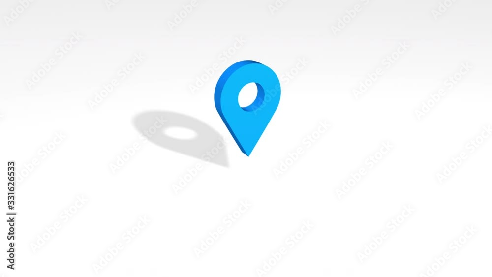 blue geo point symbol jumping on white background and drops shadow blue geo point symbol jumping on white background and drops shadow