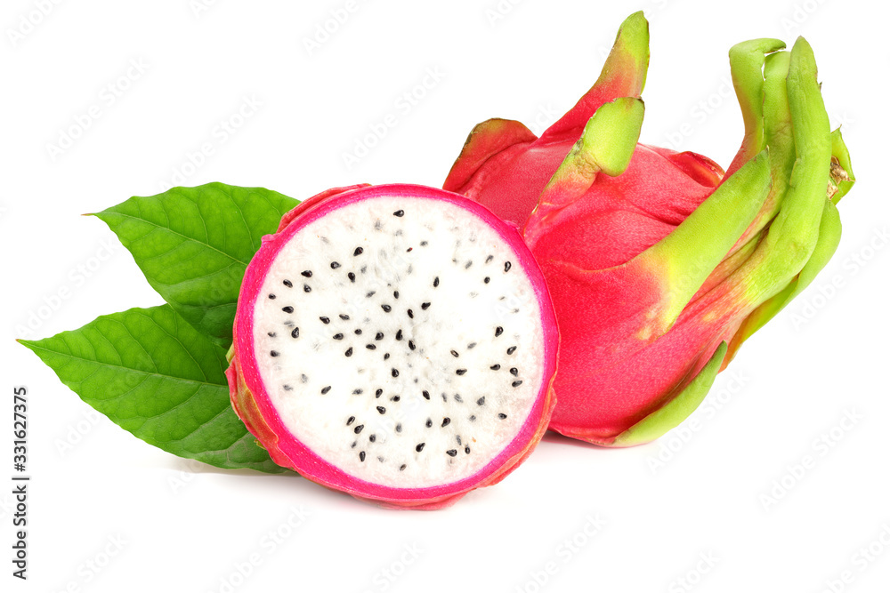 Sliced Ripe Dragon fruit isolated on white background. Pitaya or Pitahaya. Sliced Ripe Dragon fruit isolated on white background. Pitaya or Pitahaya.