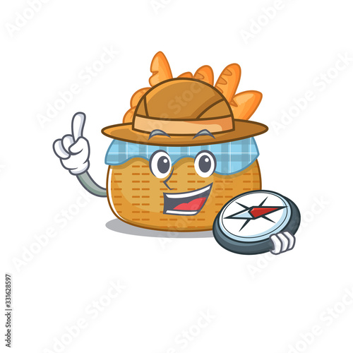 Bread basket an experienced explorer with a compass