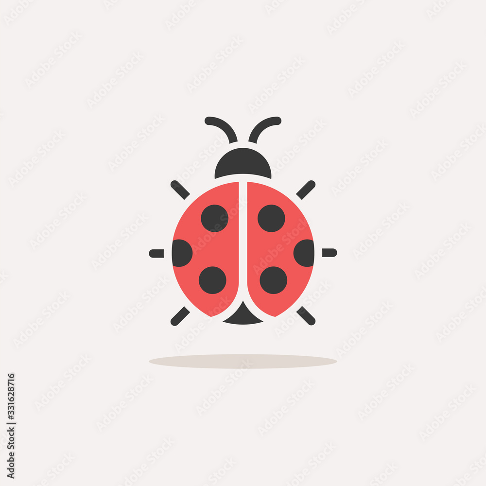 Ladybug icon with shadow. Animal vector illustration Ladybug icon with shadow. Animal vector illustration
