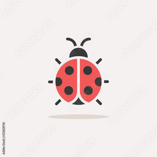 Ladybug icon with shadow. Animal vector illustration