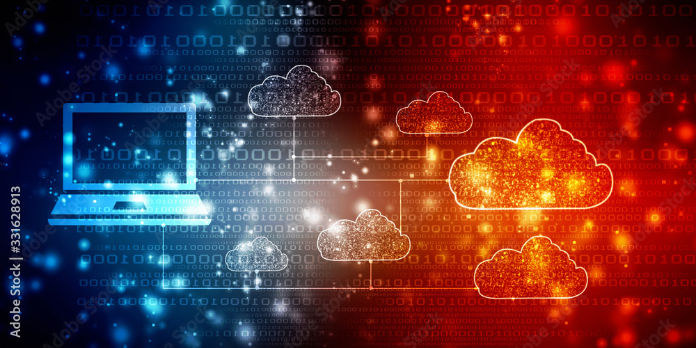Obraz premium 2d rendering technology Cloud computing 