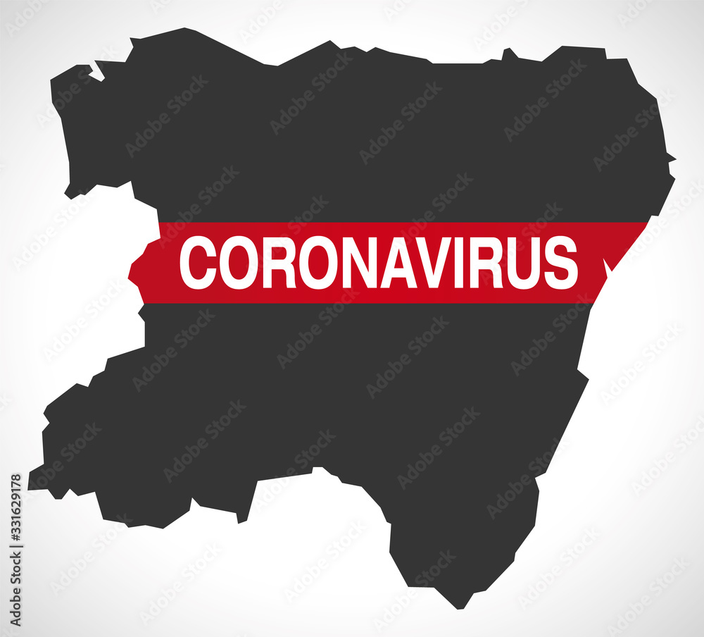 Grampian SCOTLAND UK region map with Coronavirus warning illustration