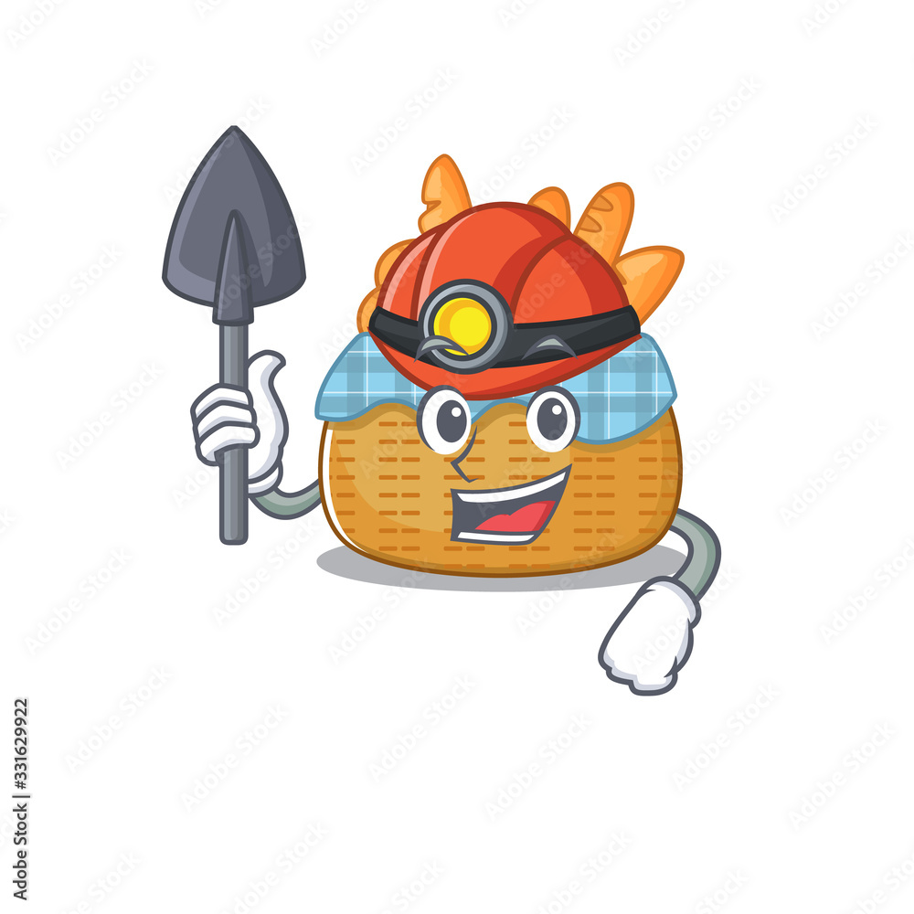 Cool miner worker of bread basket cartoon character design Cool miner worker of bread basket cartoon character design
