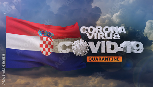 Coronavirus disease COVID-19 infection concept - waving flag of Croatia. 3D illustration. photo