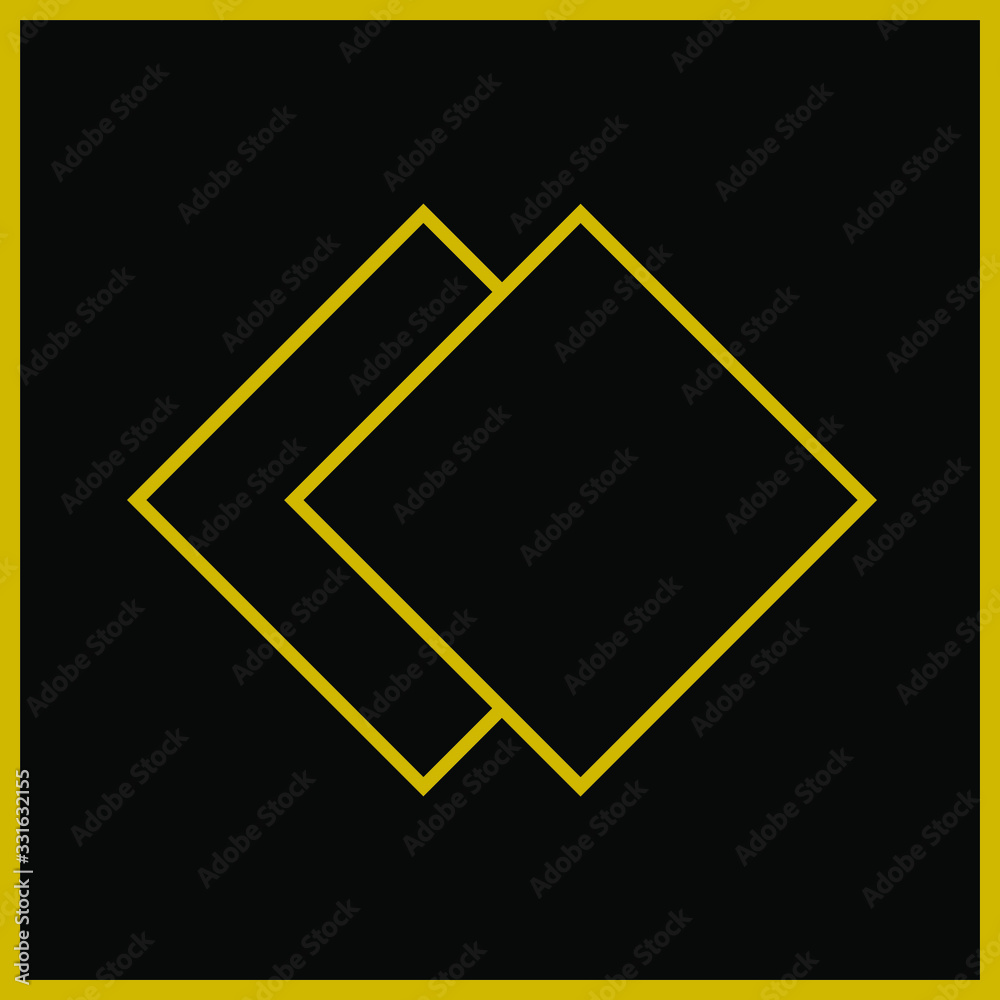 Two overlapping black diamonds with gold borders for business icon set. Vector illustration and elegant wealthy concept. Two overlapping black diamonds with gold borders for business icon set. Vector illustration and elegant wealthy concept.