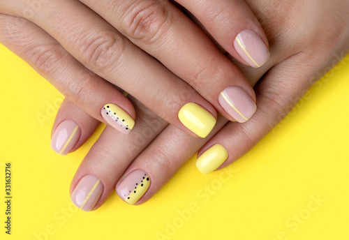 Woman s hands with spring summer nail design