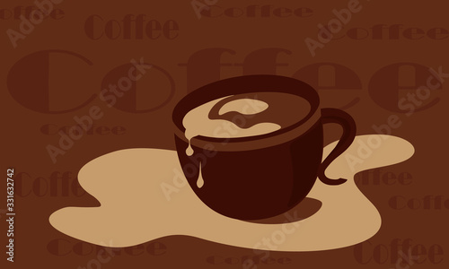 Spilled coffee from a cup  vector illustration  clip art style  morning time concept.