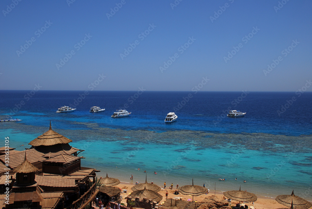 Fototapeta premium Red Sea coastline in Sharm El Sheikh, Egypt, Sınai