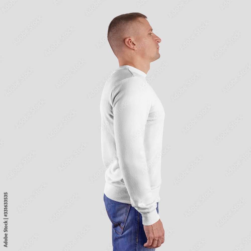 Template blank sweatshirt for a sports man, for presentation of design and pattern, side view. Template blank sweatshirt for a sports man, for presentation of design and pattern, side view.