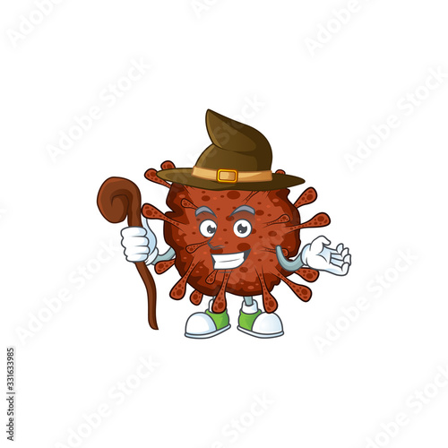 sweet and tricky Witch infection coronavirus cartoon character