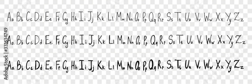Hand drawn latin letters, alphabet set collection