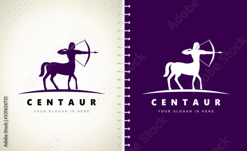Centaur archer logo vector. Mythological creature design. 