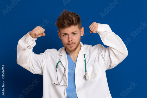 Doctor wearing a white lab coat photo