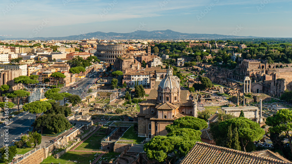 Panoramic view from the Vittorio Emanuele II Monument, Rome, Lazio, Italy