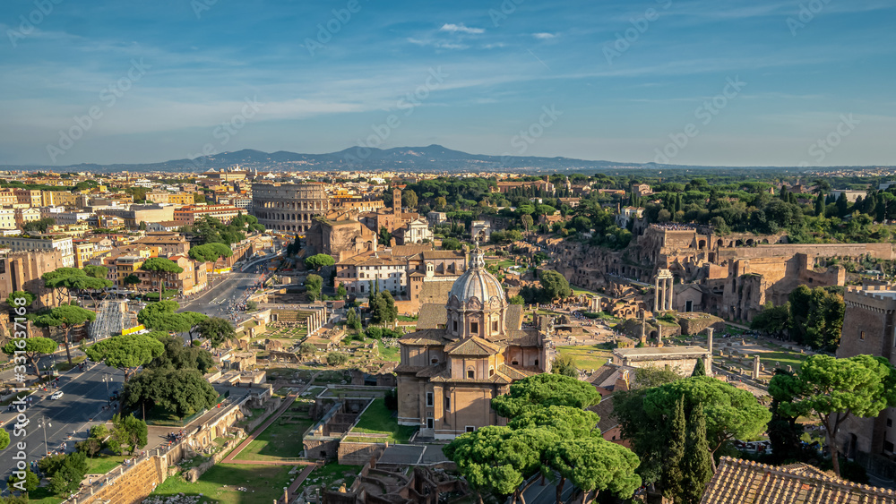 Panoramic view from the Vittorio Emanuele II Monument, Rome, Lazio, Italy