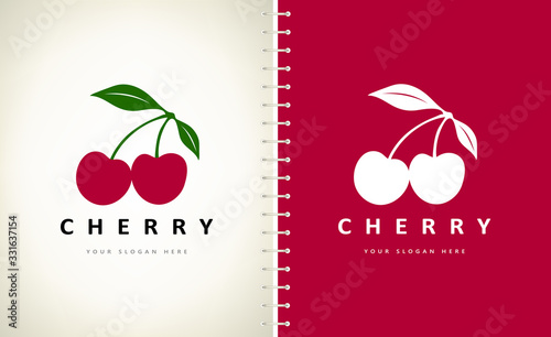 Cherry logo vector. Food berry design.