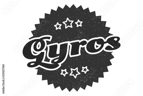 gyros sign. gyros round vintage retro label. gyros