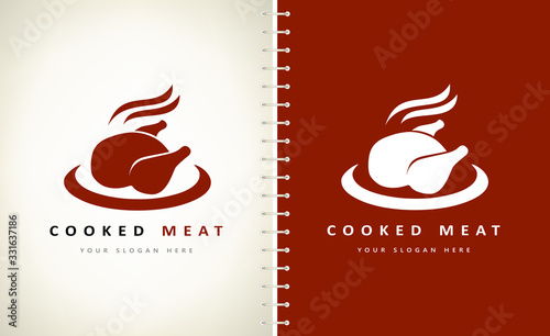 Grilled chicken logo vector. Food design.