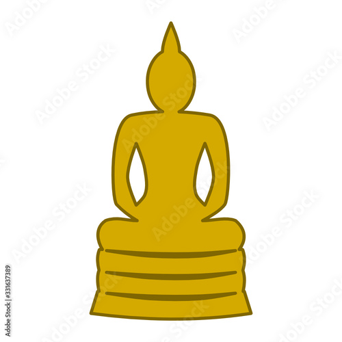 Golden Buddha Statue On White Background