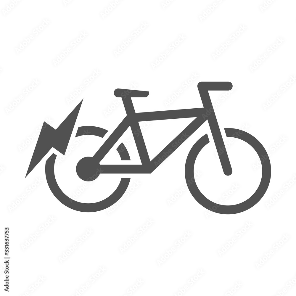 Electric bike on a rechargeable battery icon in flat style.Vector illustration. Electric bike on a rechargeable battery icon in flat style.Vector illustration.