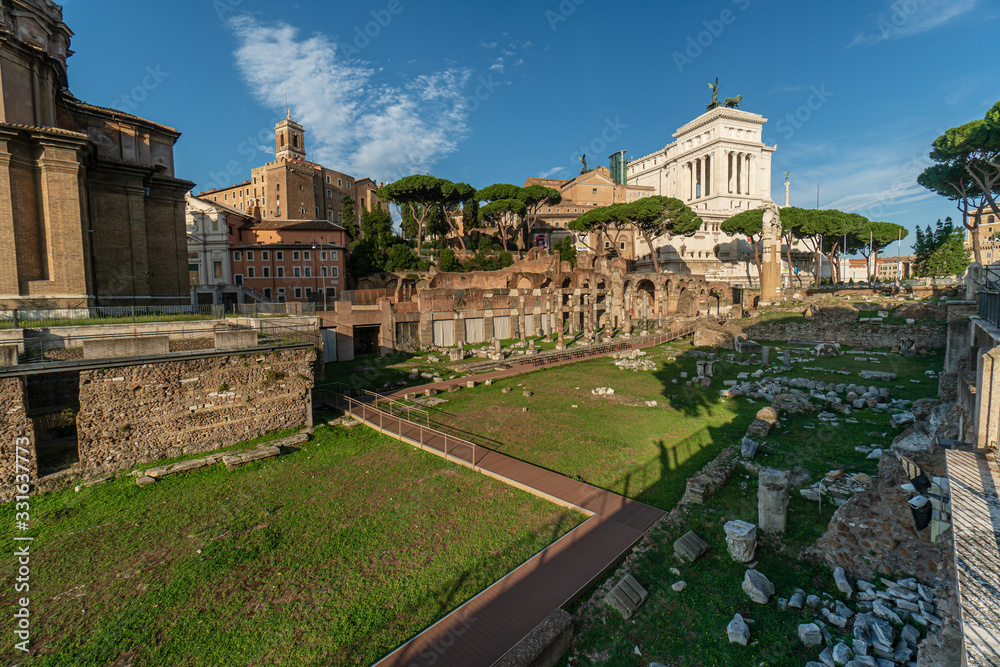 Forum Romanum with the Palatine Hill in Rome, Italy