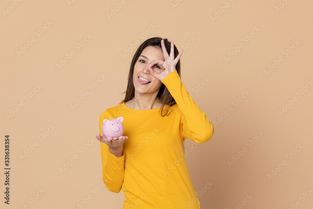 Attractive young girl wearing a yellow T-shirt Attractive young girl wearing a yellow T-shirt