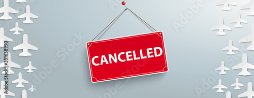 White Paper Jets Gray Sign Cancelled Header
