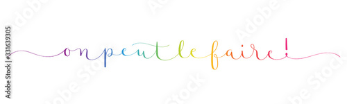 Bannière calligraphique vecteur arc-en-ciel ON PEUT LE FAIRE!