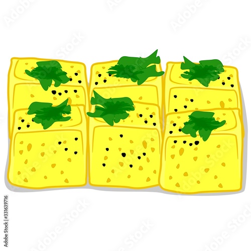 khaman and dhokla indian Gujarati Food Vector