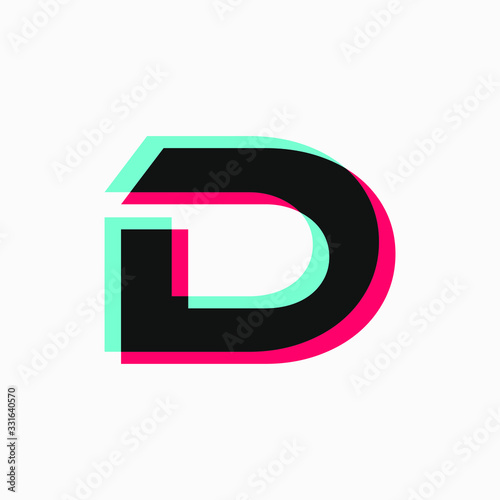 initial letter with 3d glitch effect like tiktok