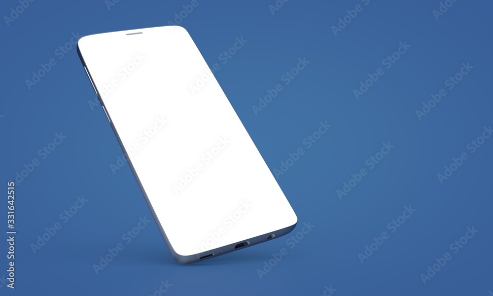 smartphone mobile in 3d mockup blue smartphone mobile in 3d mockup blue
