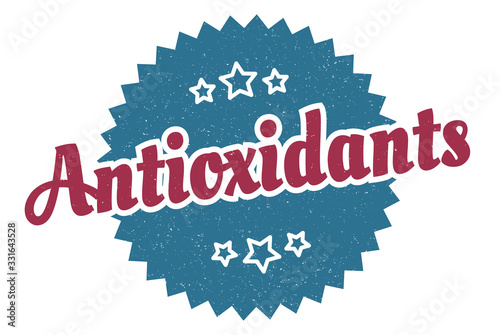 antioxidants sign. antioxidants round vintage retro label. antioxidants