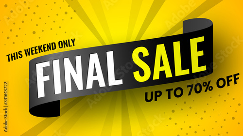 Final sale banner. Black ribbon. Vector illustration. 