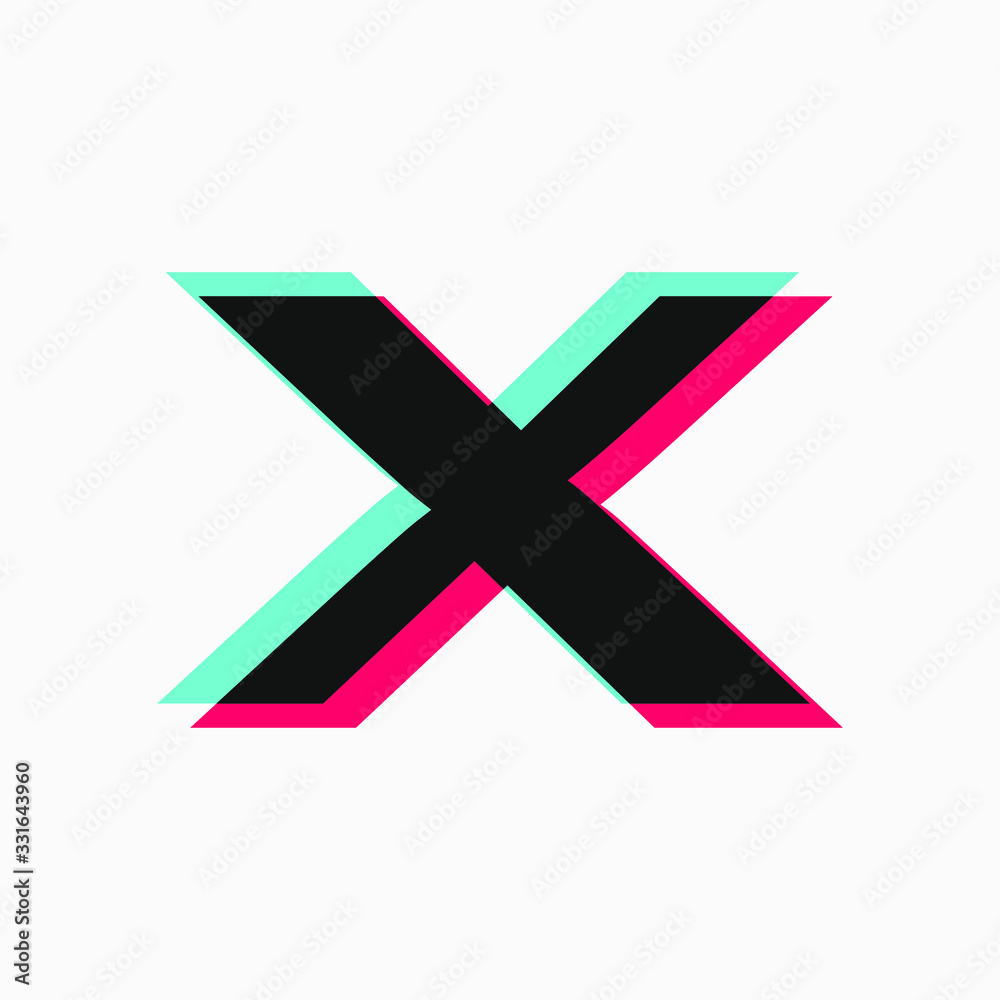 initial letter with 3d glitch effect like tiktok