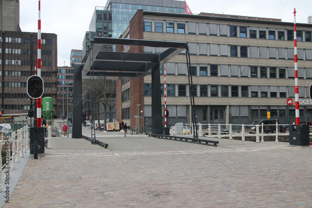 Ibis bridge in the city center of Rotterdam in the Wijnhaven Harbor