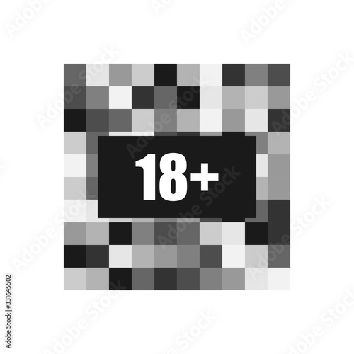 Censor icon with black 18+ on white background. Isolated vector