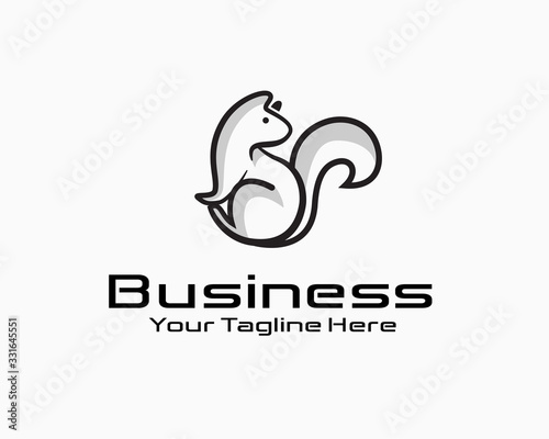 modern outline squirrel look back style logo design inspiration
