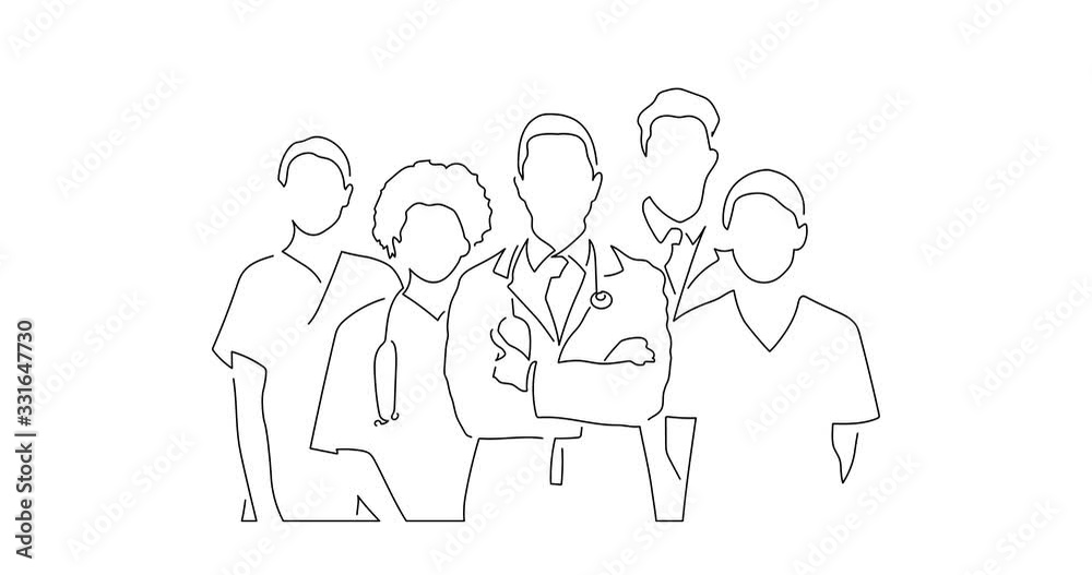 Doctors line drawing, animated illustration design. Medicine collection. Doctors line drawing, animated illustration design. Medicine collection.