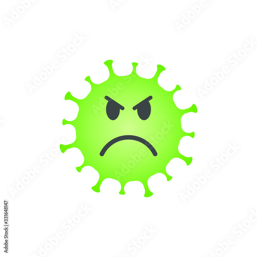 Angry virus face icon. Coronavirus disease symbol. Influenza epidemic fury wrath logo. Sars covid-19 sign. Isolated on white background. Vector illustration image.