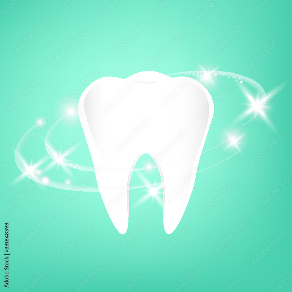 Healthy tooth with glowing effect, teeth whitening concept Healthy tooth with glowing effect, teeth whitening concept