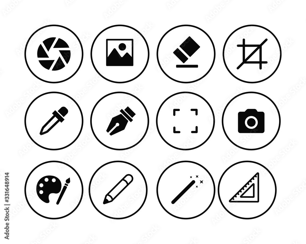 art tool vector isolated icons set art tool vector isolated icons set
