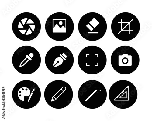 art tool vector isolated icons set