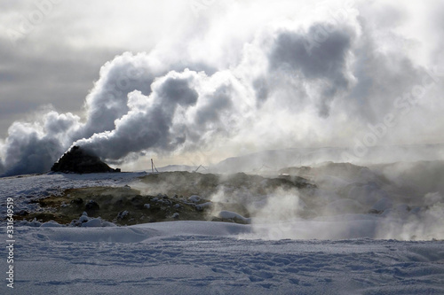 Iceland. Volcanic landscape in wintertime 