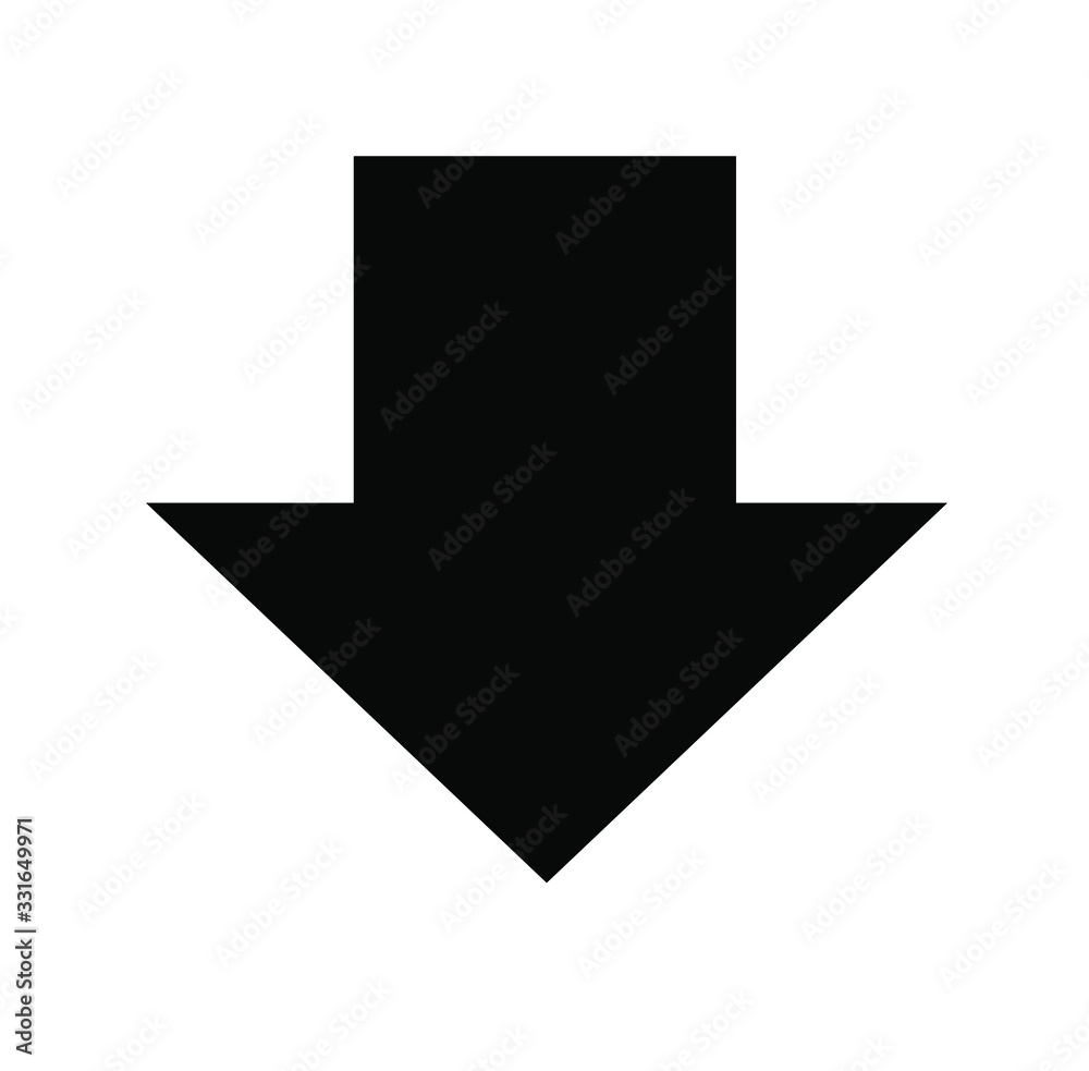 Black large downward pointing solid arrow icon sketched as vector symbol Stock Vector Adobe Stock