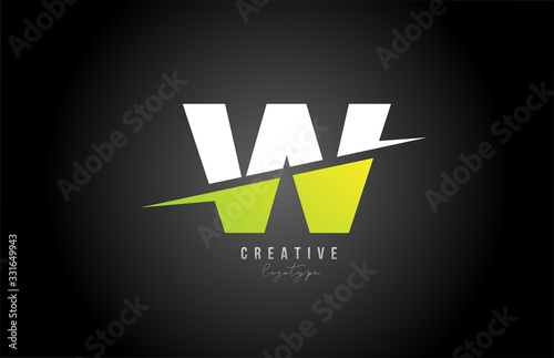W white and green letter logo alphabet icon design for business and company